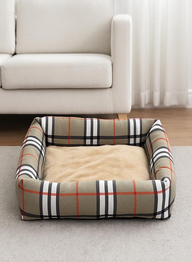 Schmick Dog Cat Pet Bed, Medium Size, Soft Cushioned Interior with Classic Check Design (Medium) - Image 1